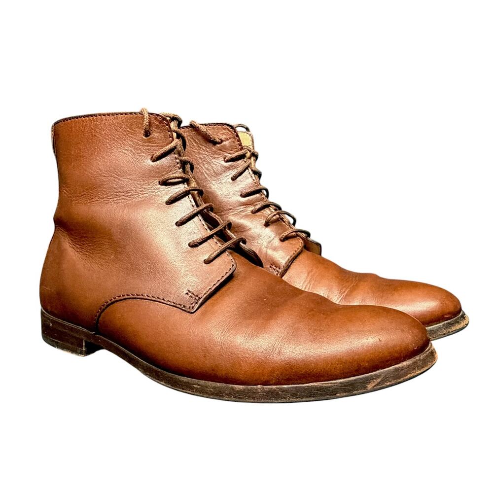 A.P.C. Brown Combat Ankle Lace Up Leather Boots Men's US 8 EU41 Retail $400 APC